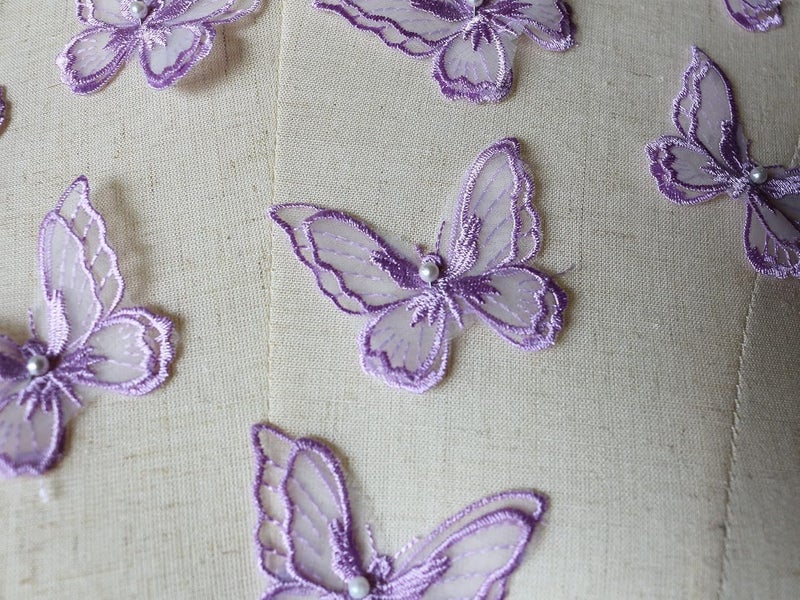 PandD 10PCS Double Layers Butterfly Patches Butterfly Lace Applique Organza Embroidery Sewing for Craft Projects (Lilac) - Image 5